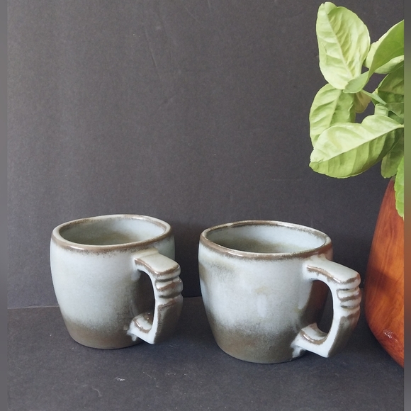 Pair Frankoma 5C Plainsman Coffee / Tea Cups in Woodland Moss - Picture 4 of 12